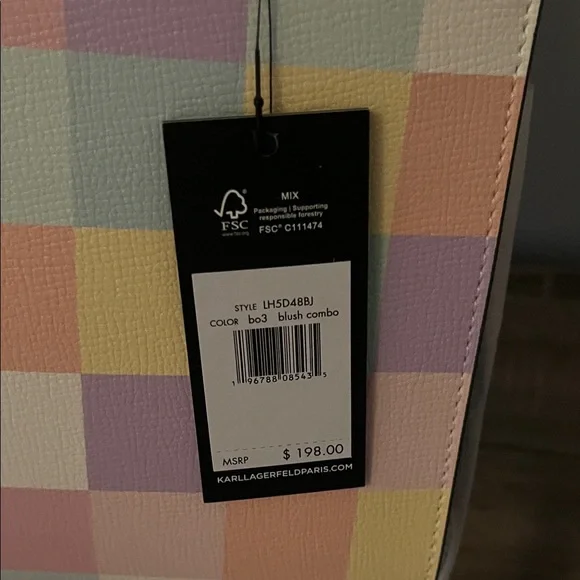 Karl Lagerfeld Pastel Checkered Tote Bag - Picture 7 of 12